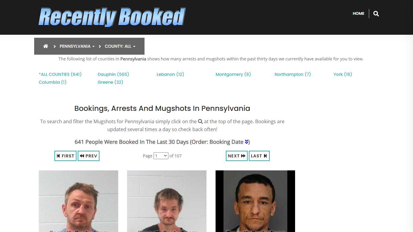 Recent bookings, Arrests, Mugshots in Pennsylvania - Recently Booked